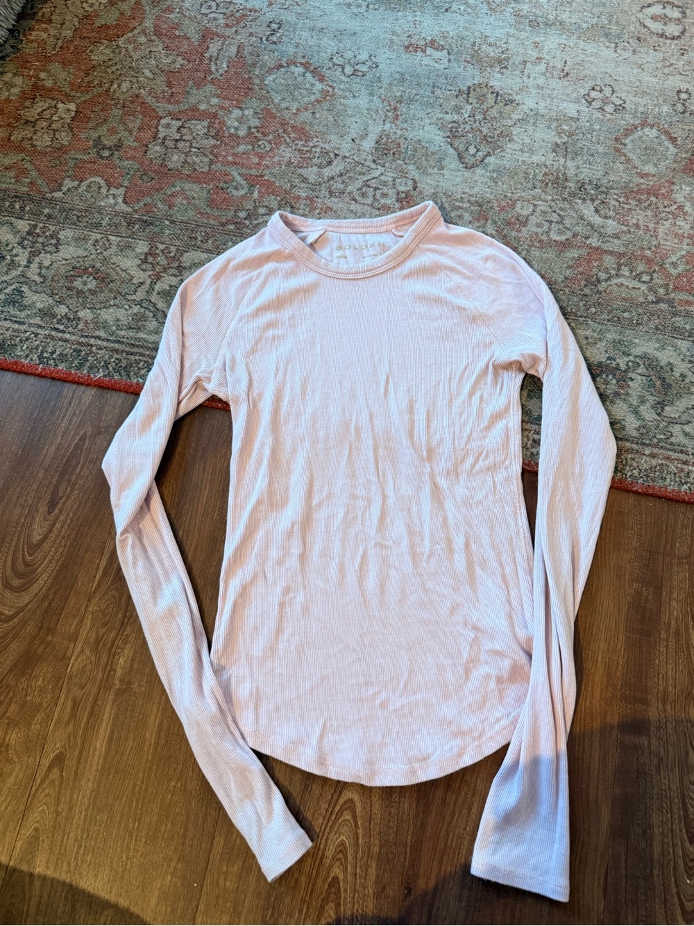 Light Pink Long-Sleeve Women's Top with Thumb Holes